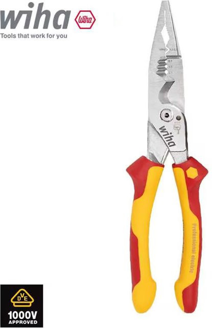 Wiha 45489 Elektriker-Zange 8-in-1 multifunktionale VDE-geprüfte isolierte Abisolierzange mit rutschfestem Griff-Design - Bild 1