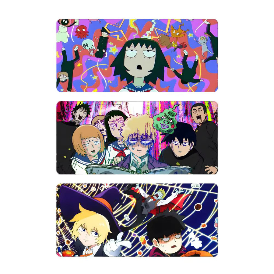 Anime Mob Psycho 100 Gaming-Mauspad mit LockEdge, große Schreibtischunterlage aus PC, Schwarz/Mehrfarbig - Bild 2
