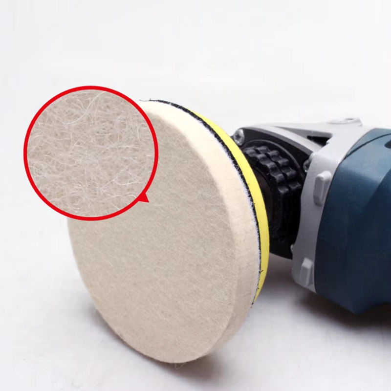 Aleekit Wollfilz Polierpad Set für Glas und Edelstahl mit M10 und M14 Gewinde, Weiß - Bild 2