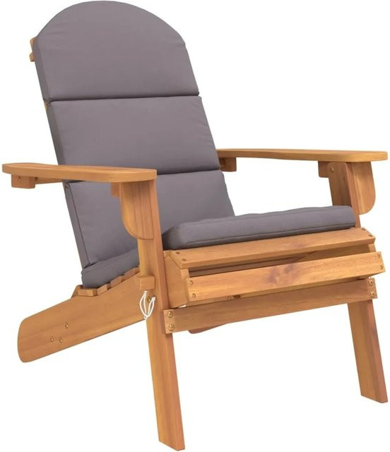 vidaXL Adirondack-Gartenstuhl aus Akazien-Massivholz mit grauen Kissen - Bild 1