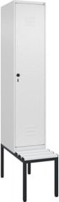 C+P Spind Classic PLUS Garderobenschrank mit Sitzbank, 1 Abteil, Reinweiß, B/T/H: 212,0 x 40,0 x 81,5 cm - Bild 1