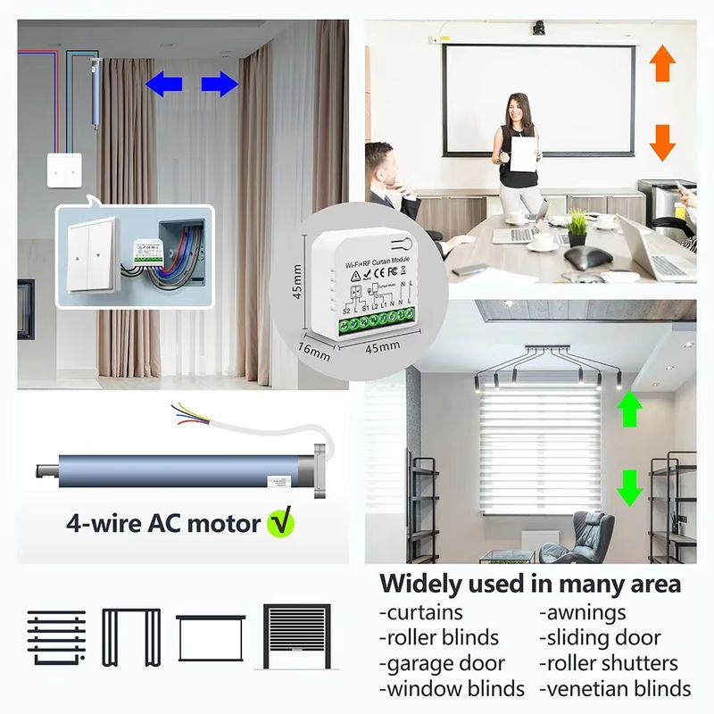 Tuya Smart Life WLAN RF Vorhang-Smart-Schalter Modul für Rolladen und Fensterjalousien in Weiß mit 5-in-1 Fernbedienung, Timer und Kompatibilität für Google Home und Alexa - Bild 2
