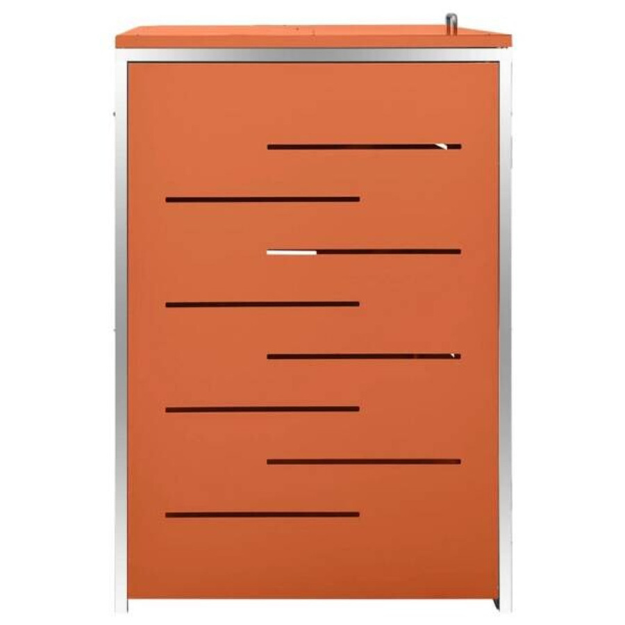 vidaXL Mülltonnenbox für 4 Tonnen aus Edelstahl und verzinktem Stahl in Orange oder Silber, B/H/T: 276,5 x 112,5 x 77,5 cm - Bild 3