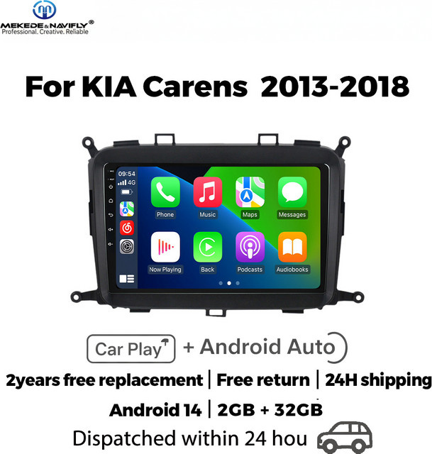 MEKEDE&NAVIFLY Android 14 Intelligentes Auto-Audiosystem mit 9 Zoll Display und Carplay Stereo-Multimedia-Player für Kia Carens 2013–2019 in Schwarz - Bild 1
