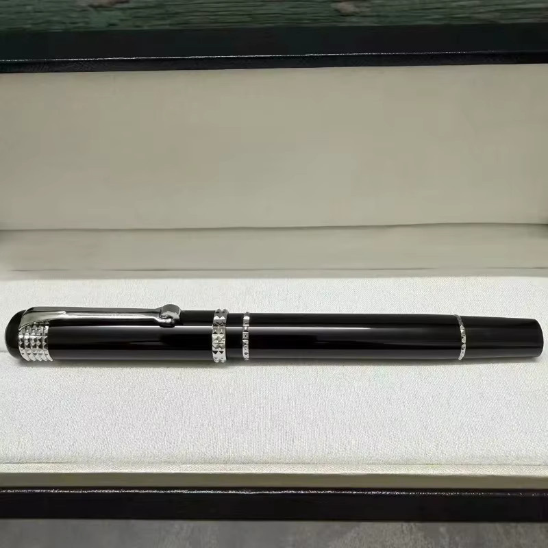 M 2026 Business Füllfederhalter und Rollerball-Stift mit Diamantschliff in Schwarz-Silber aus Metall - Bild 2