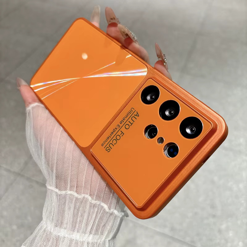 Luxuriöse Handyhülle mit Laser-CD-Muster aus weichem TPU und PC-Rückplatte für Samsung Galaxy S26 Ultra S25 S24 S23 Ultra in Weiß und Orange - Bild 1
