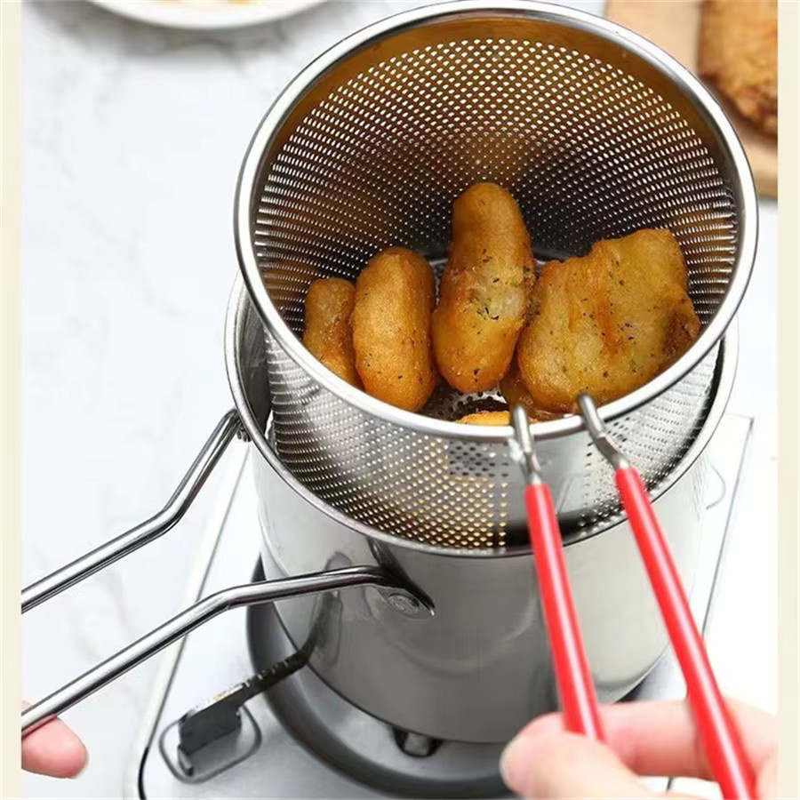 BAIJL Edelstahl Topf mit Sieb und Ölkorb in Silber, Ölsparende kleine Fritteuse aus Edelstahl 304 - Bild 4