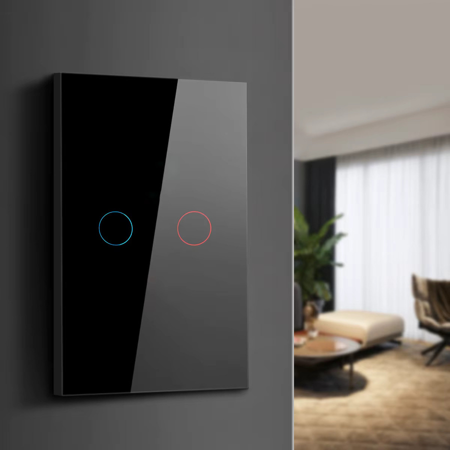 Moderner LED Touch Wand Lichtschalter mit Kristallglas Panel in Schwarz und Transparent - Bild 3