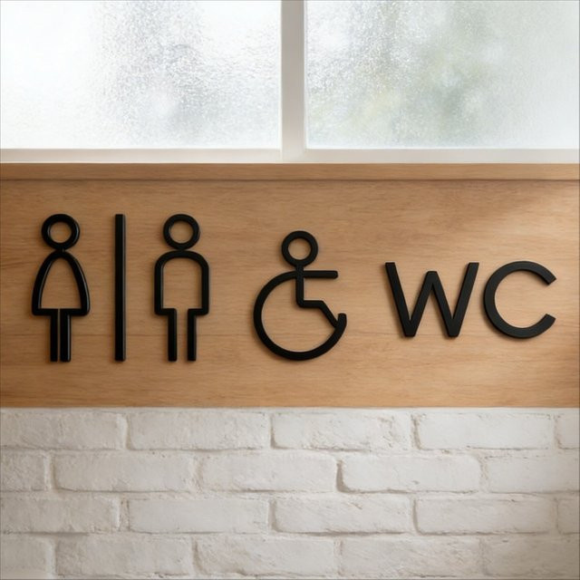 CIFBUY 3D-Acryl-Toilettenschild in Schwarz, wasserdicht und selbstklebend - Bild 1