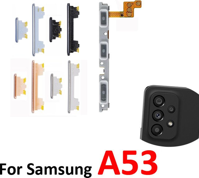 Samsung Galaxy A53 5G Ersatzteil-Set: Externe Tasten für Ein/Aus und Lautstärke sowie internes Flexkabel in Blau und Multicolour - Bild 1