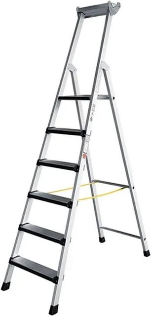Iller Stufenstehleiter aus Aluminium mit 5 gepolsterten Stufen, Silber - Bild 1