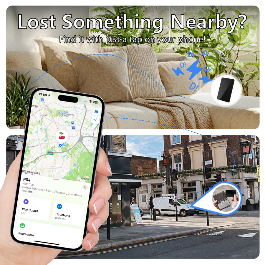 Leapii SmartCard Wallet Tracker in Schwarz, Bluetooth-Artikelfinder kompatibel mit Apple Find My (iOS) und Google Find My Device (Android) - Bild 2