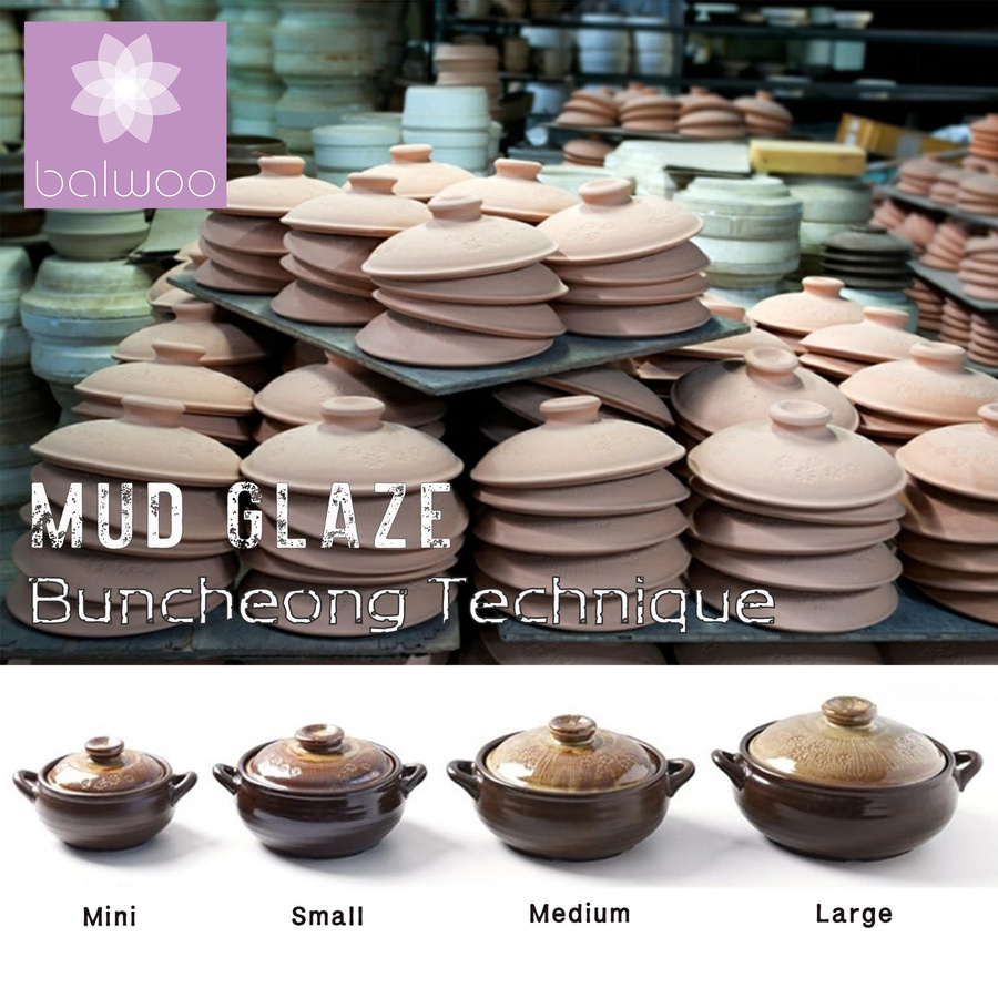 BALWOO Koreanischer Tontopf aus Keramik mit Schlammglasur in Pulverdesign, Farbe: Braun - Bild 2