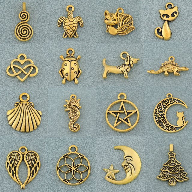 Charms Herz Muschel-Anhänger, Messing, Gold, Unisex - Bild 1