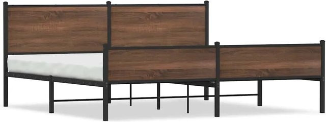 vidaXL Metallbett in Braun Eichen-Optik ohne Matratze, B/T: 198 x 207 cm - Bild 1