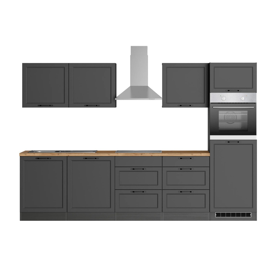 Held Küchenzeile Kempten in Landhaus Optik, Grau/Graphit, Breite: 300 cm, Höhe: 200 cm, Tiefe: 60 cm - Bild 2