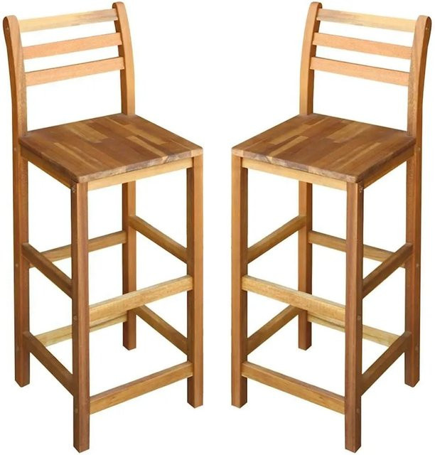 DELUKE Barhocker LENI 2er Set aus Akazien-Massivholz in Braun-antik, B/T/H: 36 x 36 x 75 cm, Höhe: 110 cm - Bild 1