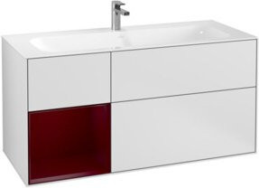 V&B Waschtischunterschrank Finion mit Regal links, Weiß lackiert, B/T: 119,6 x 49,8 cm - Bild 1