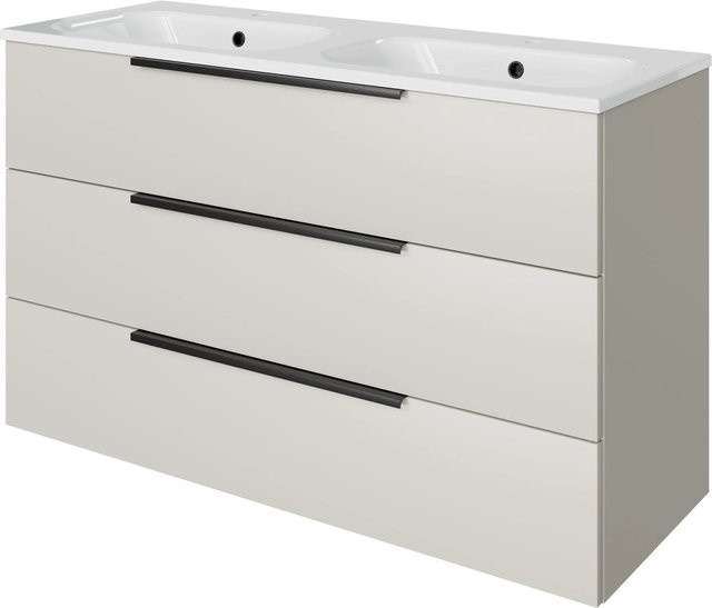 Pelipal Badmöbel-Set Quantum 07 Kaschmir Matt mit Mineralmarmor-Waschtisch und Waschtischunterschrank, Breite: 121 cm - Bild 1