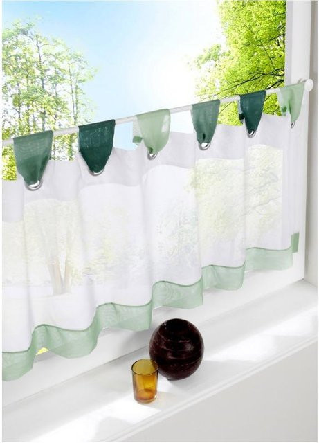 SH Home Decoration Küchenvorhang Export Gaze in Grün, B: 90 cm, H: 45 cm - Bild 1