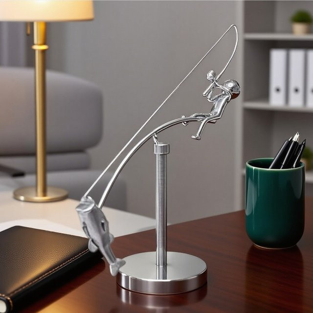 Fischer Balance Desktop Tumbler aus Edelstahl in Silber als kreatives Stressabbau-Spielzeug für dein Büro oder Zuhause - Bild 1