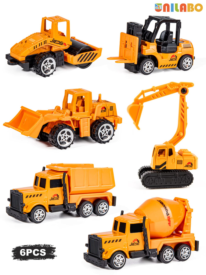 Unilabo 6 kleine Baufahrzeuge, Mini-LKW-Spielzeug, aus Legierung, 6-teiliges Set - Bild 5