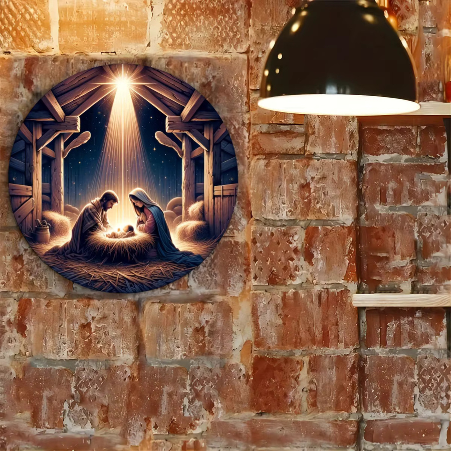 Potdemiel Rundes Aluminiumfolien-Gravurschild als Weihnachts-Wandbehang in Mehrfarbig, Durchmesser: 20 cm - Bild 5
