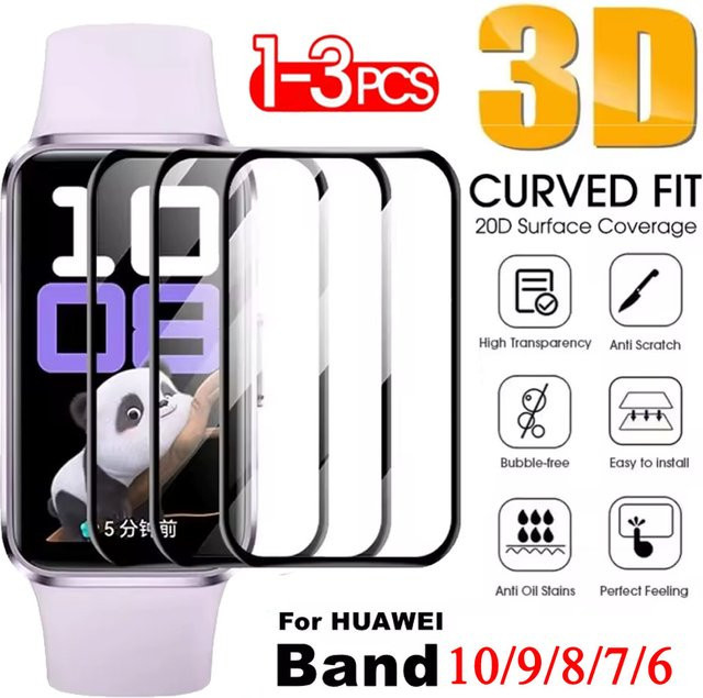 3er-Set TPU 3D Displayschutzfolie für Huawei Band 10 9 8 7 6 Smartwatch transparent - Bild 1