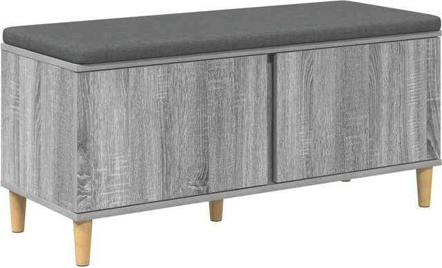 vidaXL Flurbank mit Kissen und Schuhregal in Grau Sonoma, B/T/H: 100 x 38 x 46 cm - Bild 1