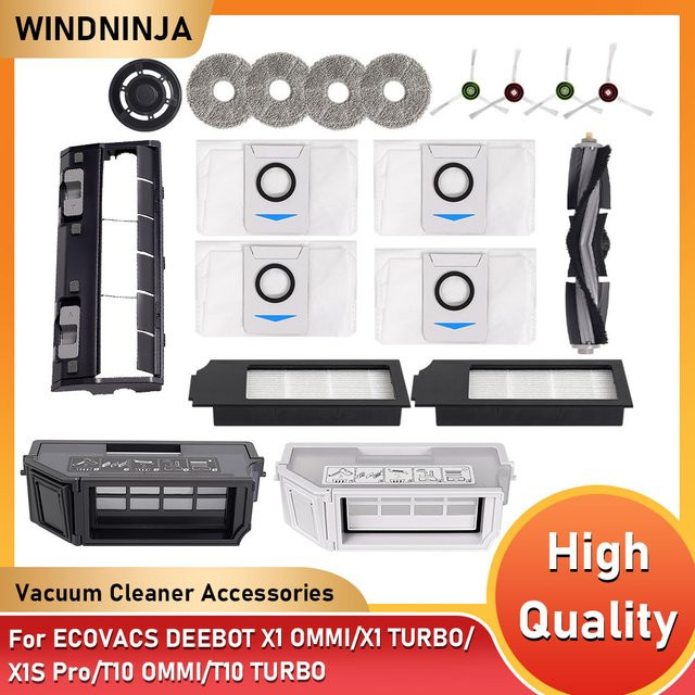 Ecovacs Deebot Ersatzteil-Set für X1 OMNI/TURBO, T10 OMNI/TURBO und X1S PRO mit Staubbox, Hauptseitenbürste, Hepa-Filter, Staubbeuteln und Mopptüchern - Bild 1