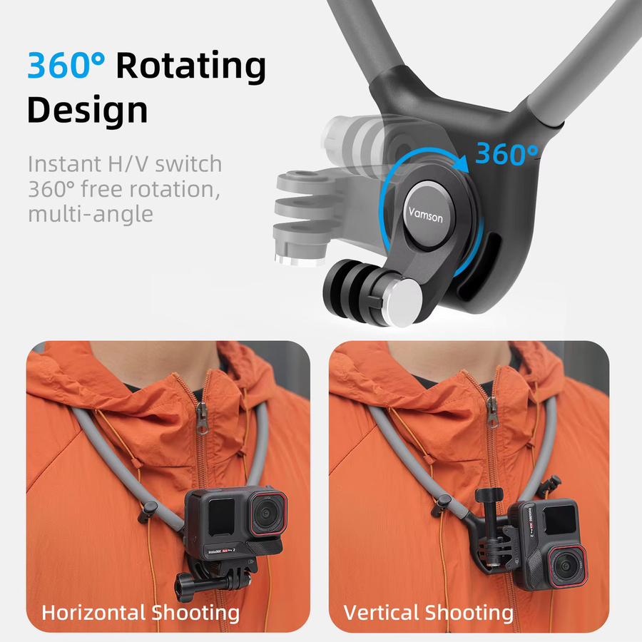 Vamson 360 Grad rotierende Halterung aus Silikon für Insta360 Ace, Ace Pro und Ace Pro 2 zur Unterstützung von horizontalen und vertikalen Aufnahmen - Bild 3