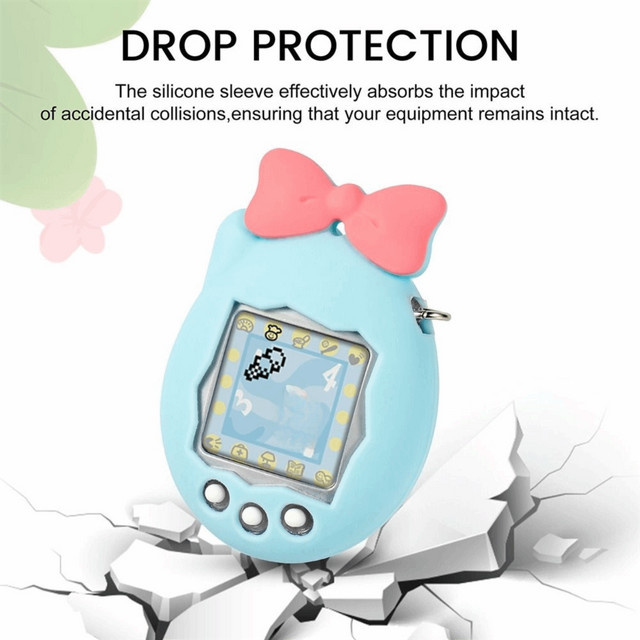 Kratzfeste Silikonhülle Bow als staubdichte Softshell Schutzhülle für Tamagotchi Connection V3 in Beige und Pink - Bild 1
