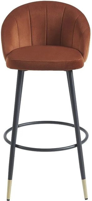 Vente-unique Barhocker Eliram in Terracotta aus Samt und Metall mit Vintage-Charme, Breite: 49 cm, Tiefe: 58 cm, Höhe: 96 cm - Bild 1