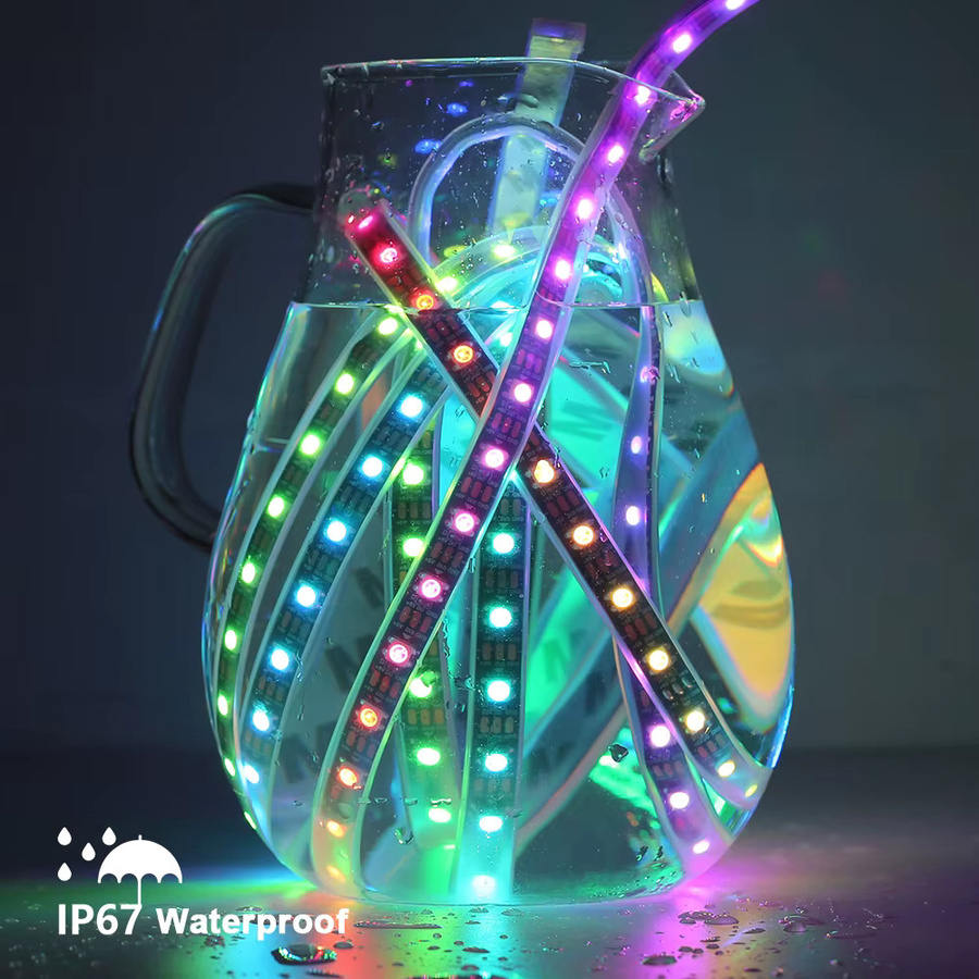 YNL WS2812B RGBIC LED-Streifen DC5V, individuell adressierbare SMD LED-Leuchten, IP30, Multicolour - Bild 4