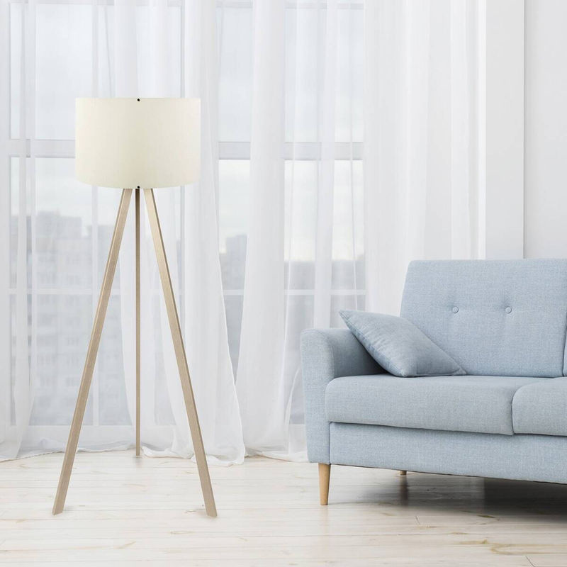 Opviq Stehlampe AYD-1524 in Creme und Eiche mit Stoffschirm, B/T/H: 38 x 38 x 140 cm, E27 Fassung - Bild 2