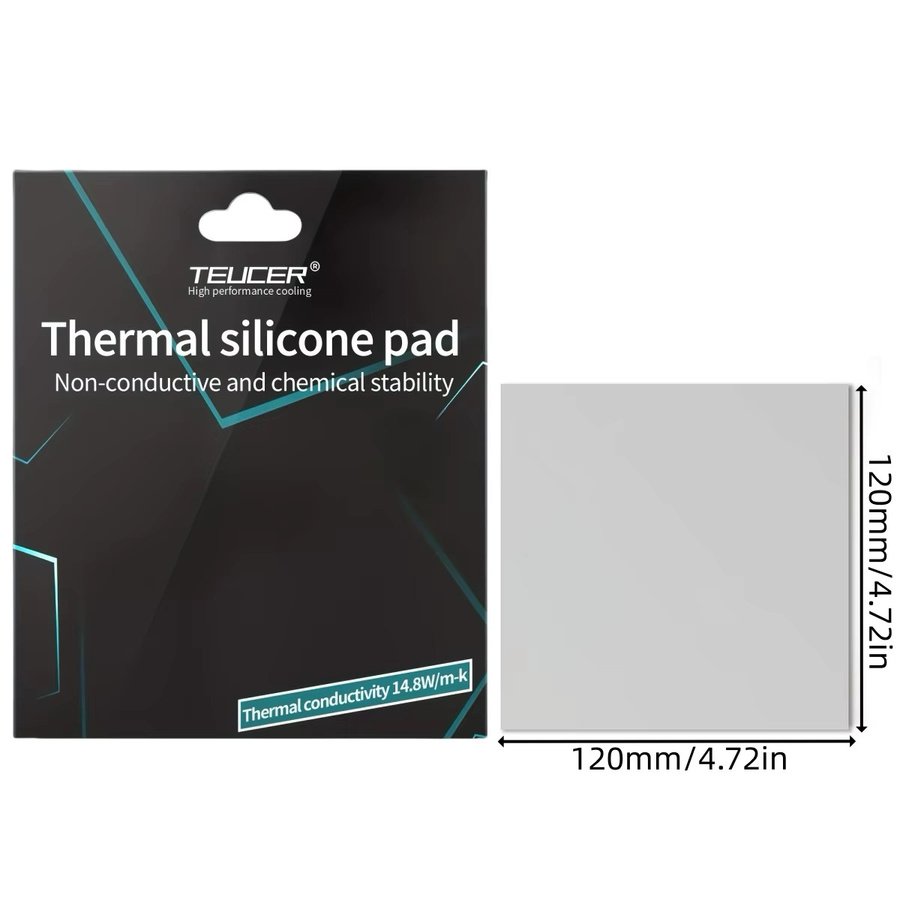 TEUCER Hochleistungs-Thermo-Silikon-Pad in Grau, 14,8 W/mK, B/B: 12 x 12 cm, nicht leitend und hitzebeständig für Laptop-Kühlkörper, GPU, CPU und IC-Chips - Bild 6
