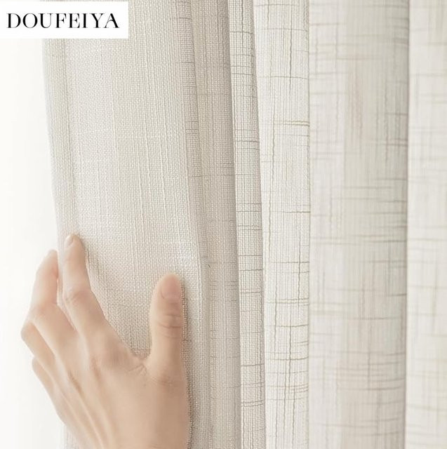 Nanavtoria Décor Transparente Fenstervorhänge aus Baumwollleinen in Weiß - Bild 1