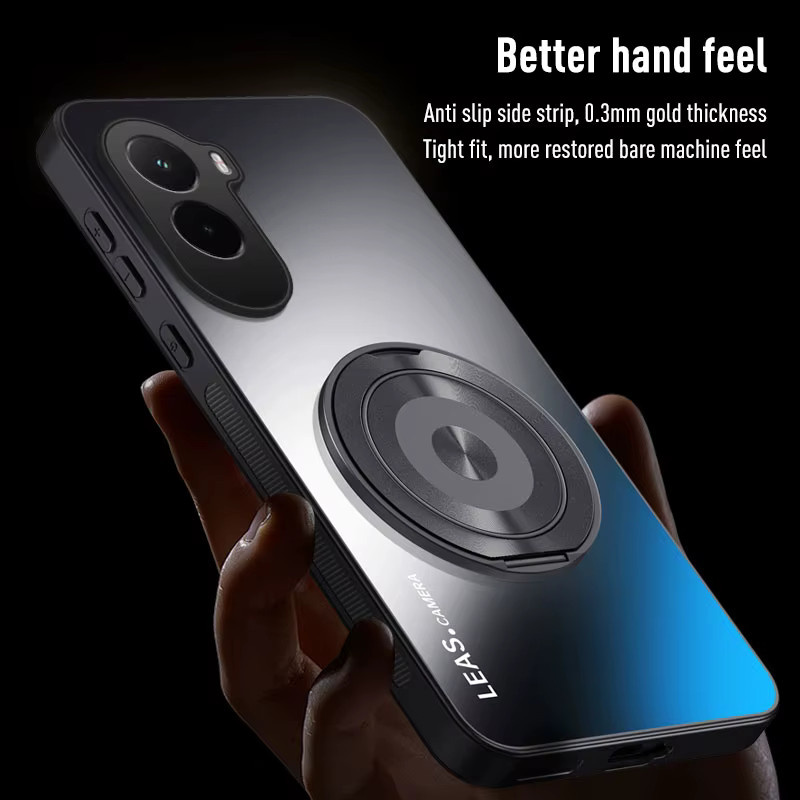 EUCAGR Schutzhülle für Xiaomi Poco M7 in Blau mit integriertem Ständer und mattem Frosted-Finish aus PC und TPU - Bild 4
