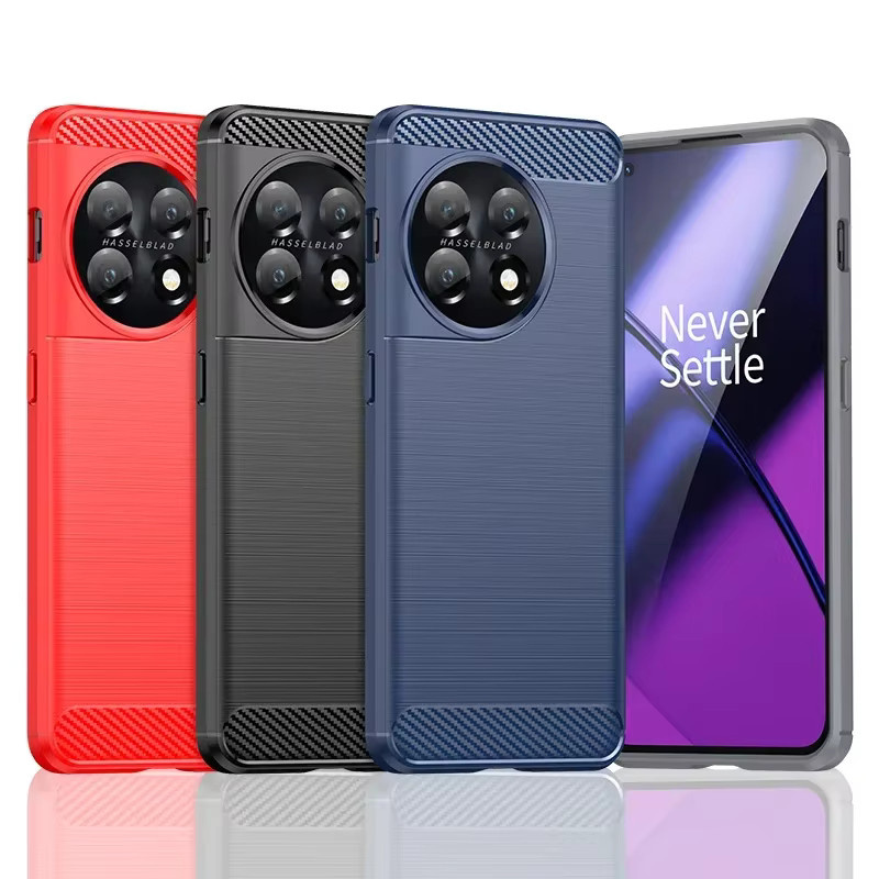 Stoßfeste TPU Schutzhülle mit Carbon-Faser-Optik für OnePlus 13, 12, 11, 12R, 10 Pro, 10T, 9 in Schwarz und Blau - Bild 2
