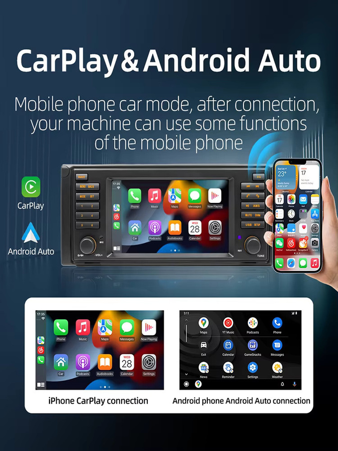 BQCC Auto Multimedia Player für BMW E53 mit GPS, WiFi, CarPlay, Bluetooth und Rückfahrkamera in Schwarz - Bild 6