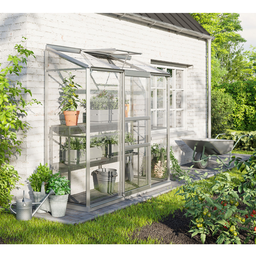 Vitavia Anlehn-Gewächshaus Ida 1300 aus Aluminium Eloxiert mit ESG-Glas und Schiebetür, B/T/H: 192,8 x 182,3 x 68,8 cm - Bild 3
