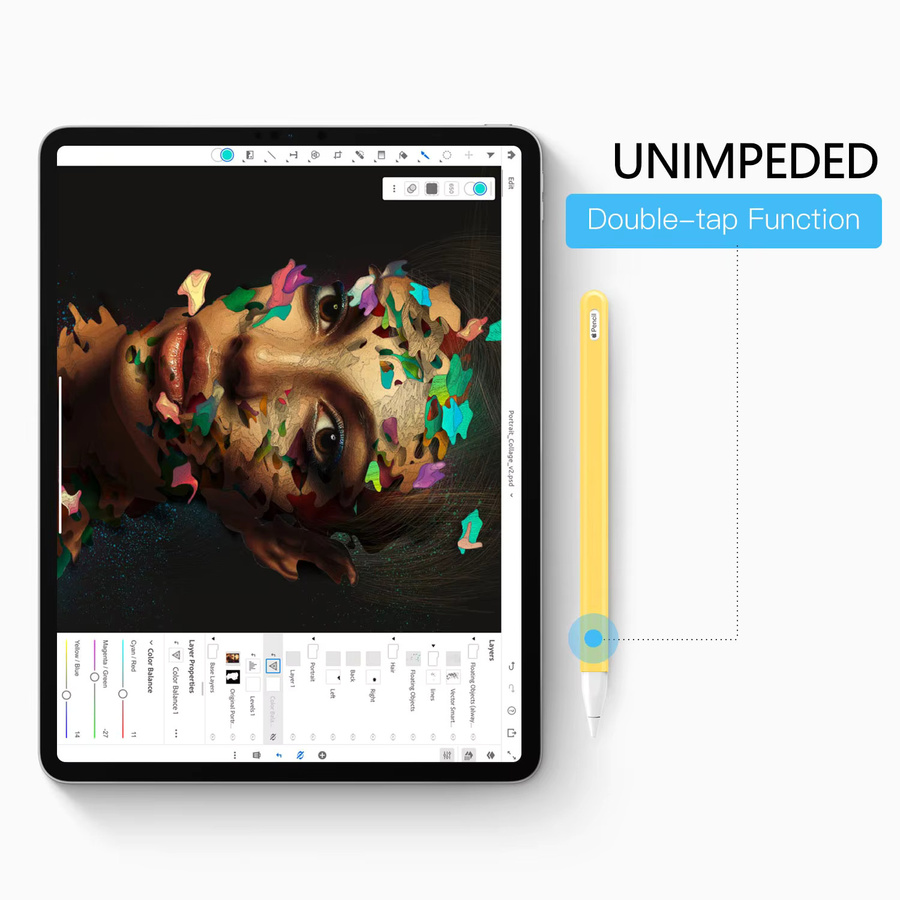 Silikonhülle mit Schutzkappe für Apple Pencil 2. Generation in Gelb - Bild 2