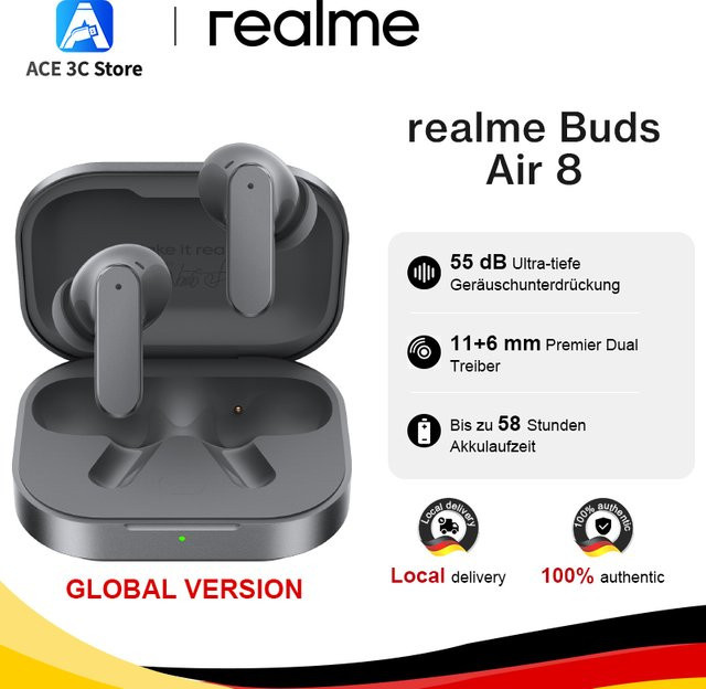 realme Buds Air 8 True Wireless Kopfhörer mit 55dB Ultra-Tiefen-Geräuschunterdrückung und Dual-Treiber in Purple - Bild 1