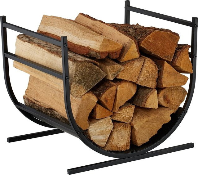 Relaxdays Kaminholzregal aus Eisen in Schwarz Matt, B/T/H: 40 x 46 x 38 cm - Bild 1