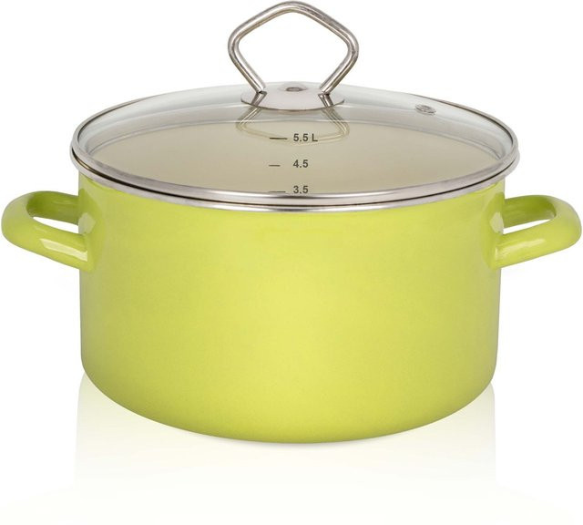 Krüger Emaillierter Fleischtopf Juist Green mit Glasdeckel, Durchmesser: 24 cm - Bild 1