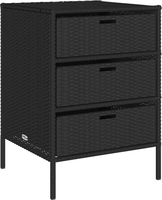 vidaXL Gartenschrank aus Poly Rattan und Metall in Schwarz mit Türen und Schubladen B/T/H: 55 x 59 x 80 cm - Bild 1