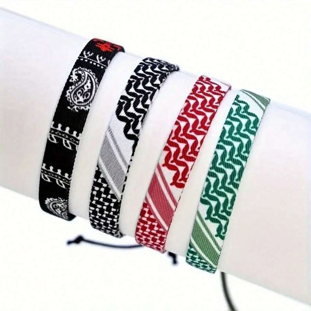 Geflochtenes Armband, geometrische Tupfen, 4 Stück - Bild 1