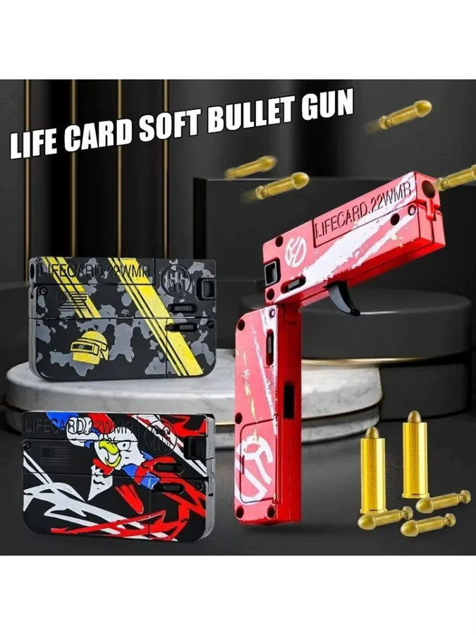 Lifecard Metall-Faltpistolen-Spielzeug, Pistole mit weichen Kugeln, Rot - Bild 5