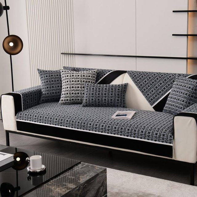 Tausend Vogel Chenille Sofaüberwurf in Grau, B/T/H: 70 x 70 cm - Bild 1