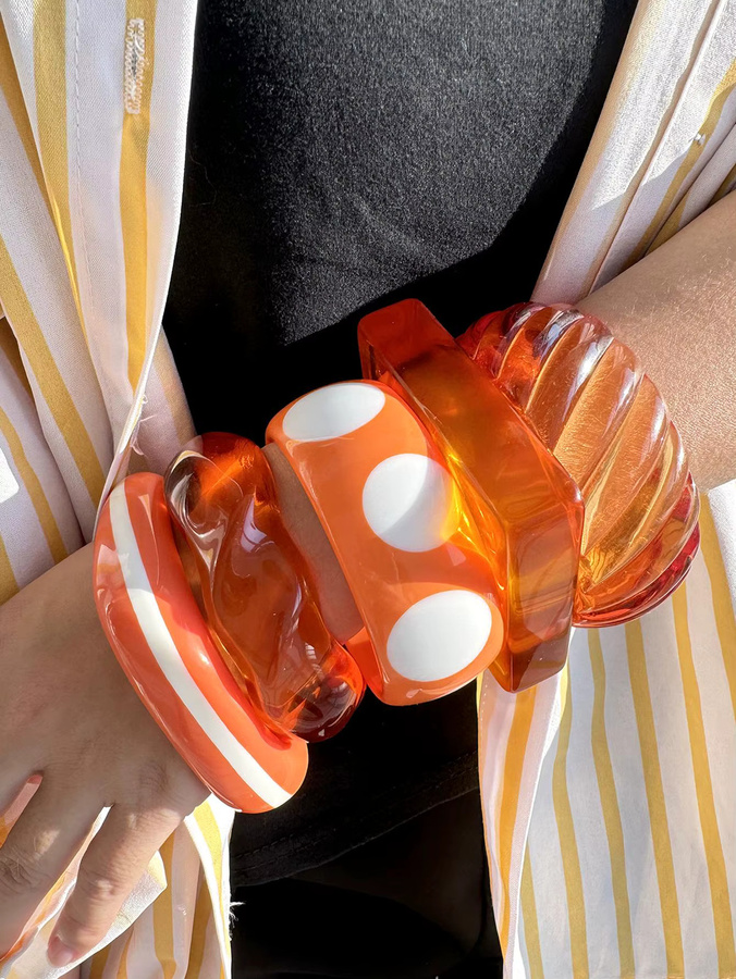 HUANZHI Armband, Harz, Orange, Damen, Vintage - Bild 2